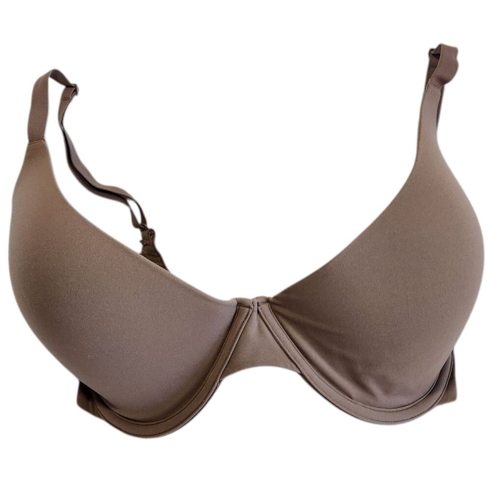Skims T-Shirt Underwire Demi Bra Cocoa Brown Size 32H Adjustable Straps